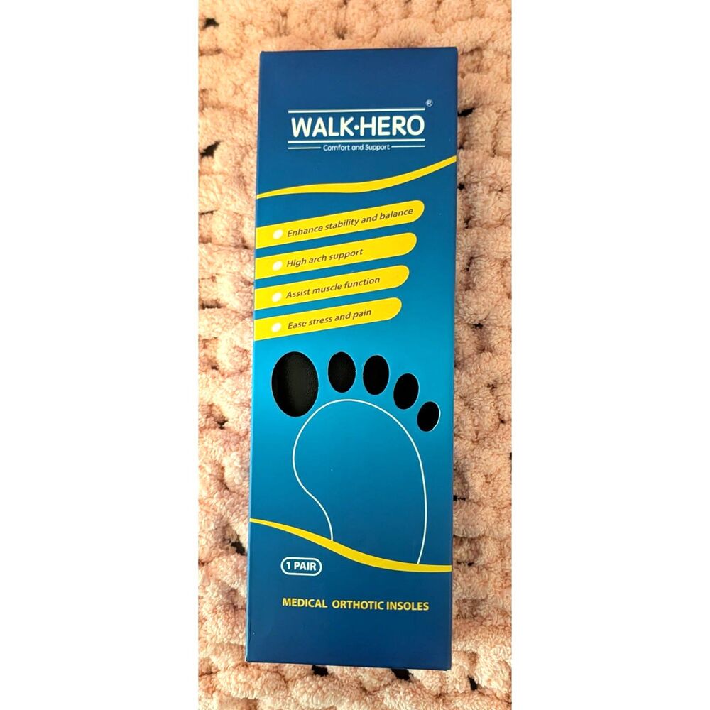 Walk Hero Plantar Fasciitis Orthotic Insoles (Mens 10-10 1/2 | Womens 12-12 1/2)